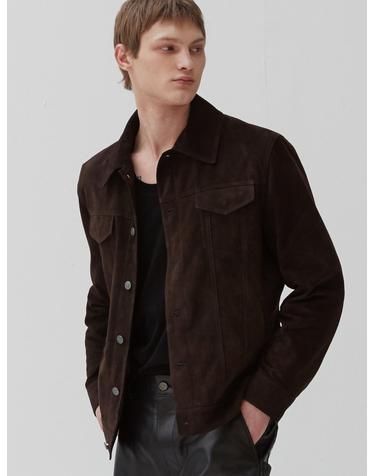 Italian suede Trucker JK_Deep Brown
