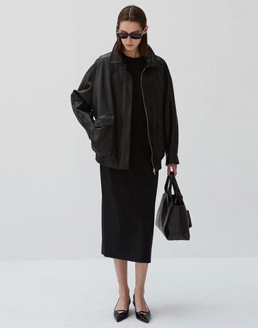 Italian vegetable Lambskin Overfit Blouson