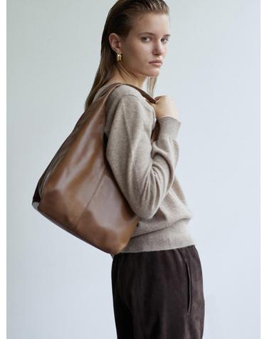 Nappa lambskin Mini Hobo bag_Camel