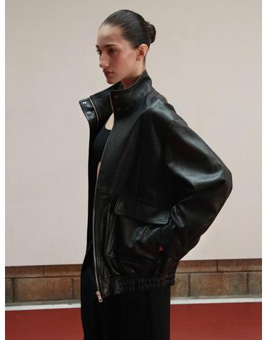 Shrunken Leather Overfit Jacket