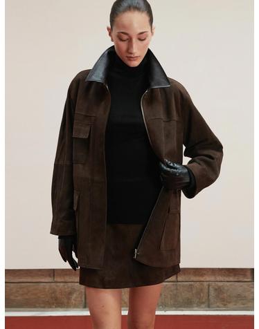 Suede Safari Jacket_Deep Brown