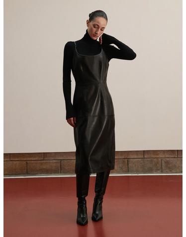 Lambskin Bustier Midi Dress
