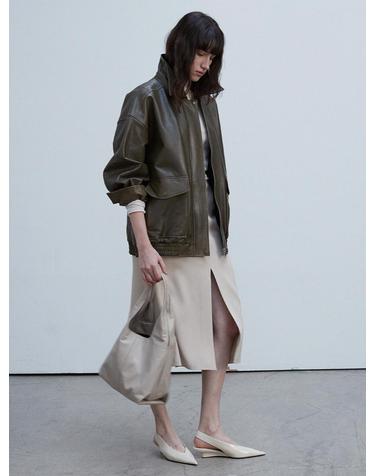 Vegetable Lambskin Overfit Blouson_Olive khaki