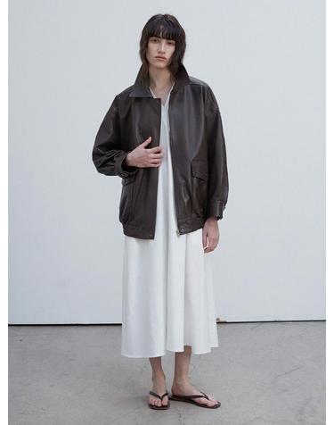Vegetable Lambskin Overfit Blouson_Deep brown