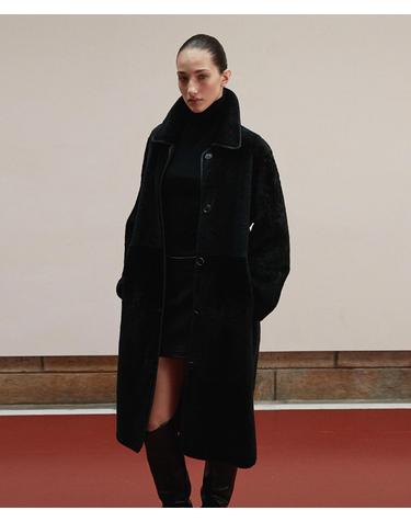 Reversible Shearling Long Coat_Black