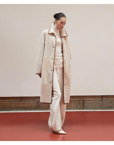 Reversible Shearling Long Coat _Camel