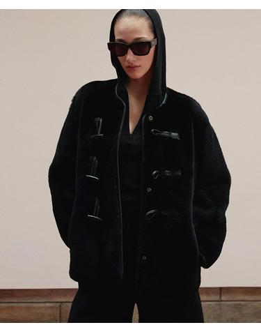 Reversible Toggle Shearling Coat_Black