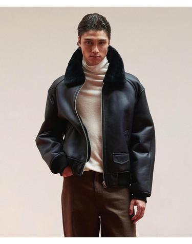 베르데마르 Minimal Shearling Bomber Jumper_Deep Navy