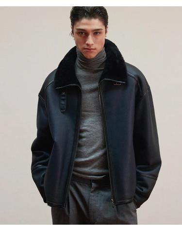 Shearling Buckle Jacket_Deep Navy