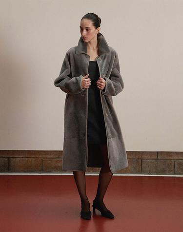 Reversible Shearling Long Coat_Ash Grey