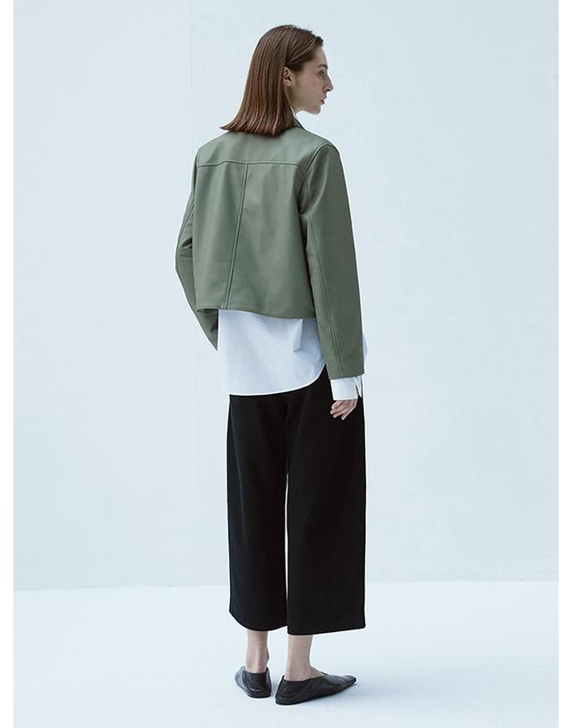 베르데마르 European Dupont Lambskin Three Button JK_Olive Khaki 착용컷