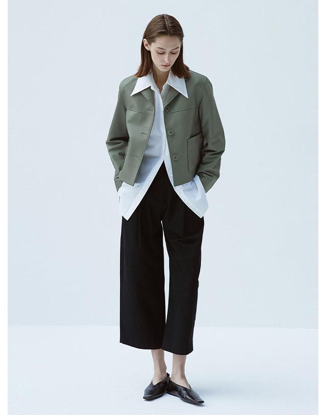 베르데마르 European Dupont Lambskin Three Button JK_Olive Khaki 착용컷