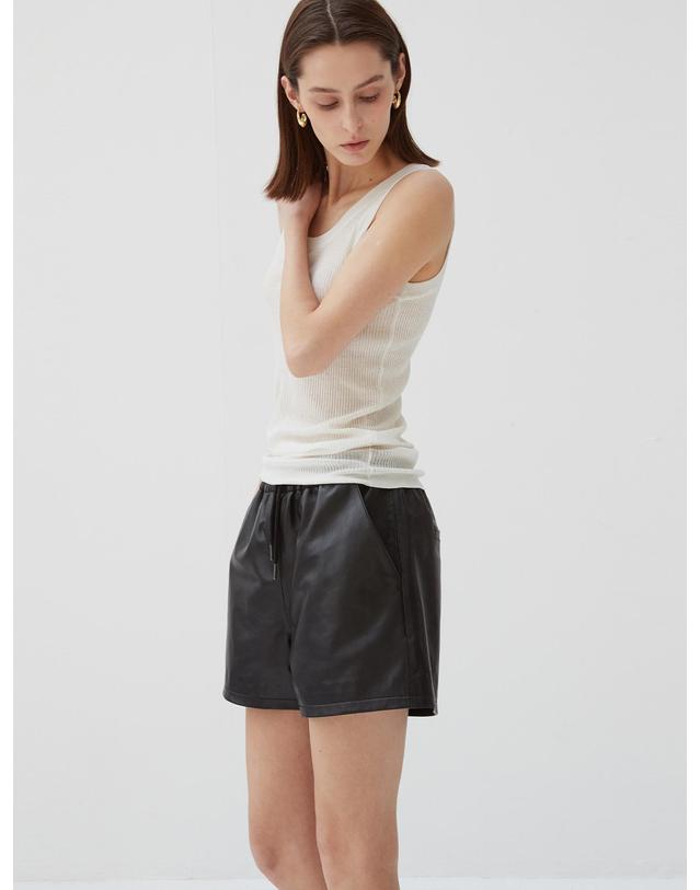 베르데마르 Italian nappa Lambskin Banding Shorts 착용컷