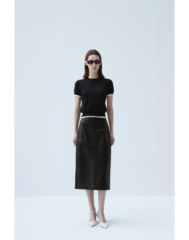 베르데마르 European Lambskin Straight midi Skirt 착용컷