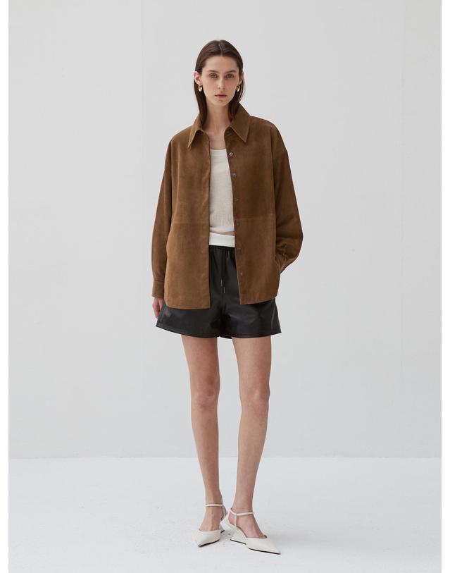 베르데마르 Italian suede Overfit Shirt JK_Mocha Mousse 착용컷