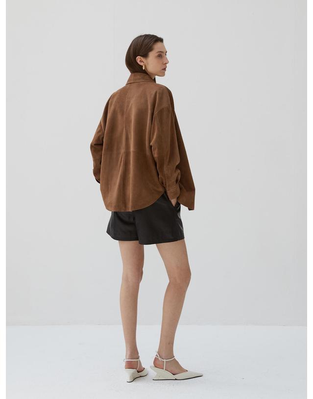 베르데마르 Italian suede Overfit Shirt JK_Mocha Mousse 착용컷