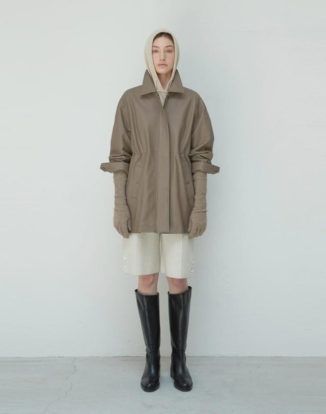 베르데마르 European Dupont Lambskin Overfit half JK_Taupe Beige 착용컷
