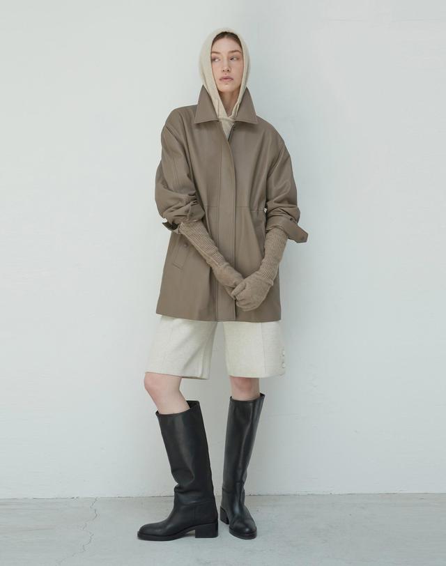 베르데마르 European Dupont Lambskin Overfit half JK_Taupe Beige 착용컷