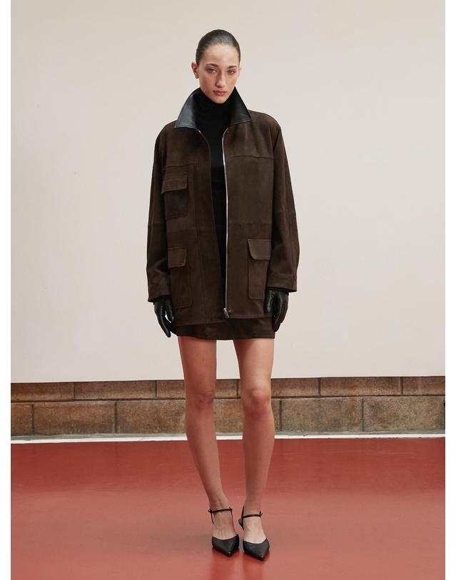 베르데마르 Suede Safari Jacket_Deep Brown 착용컷