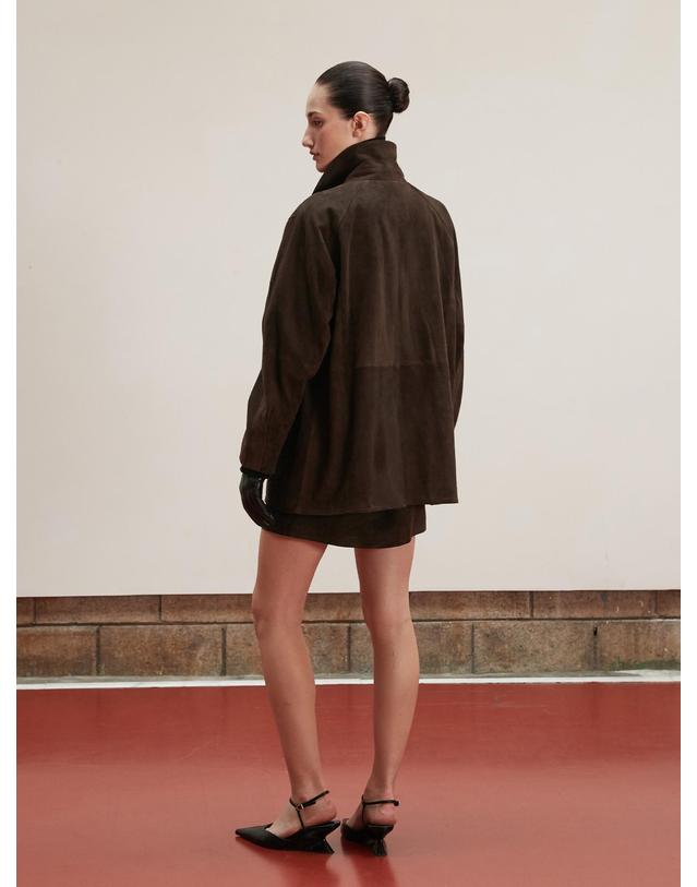 베르데마르 Suede Safari Jacket_Deep Brown 착용컷