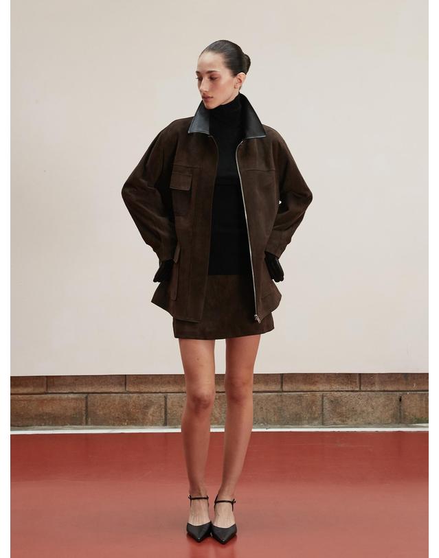 베르데마르 Suede Safari Jacket_Deep Brown 착용컷