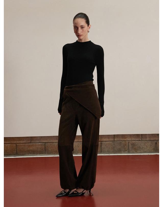 베르데마르 Suede Parachute Pants_Deep Brown 착용컷