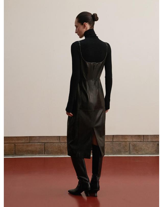 베르데마르 Lambskin Bustier Midi Dress 착용컷