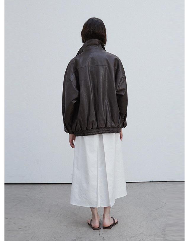 베르데마르 Vegetable Lambskin Overfit Blouson_Deep brown 착용컷