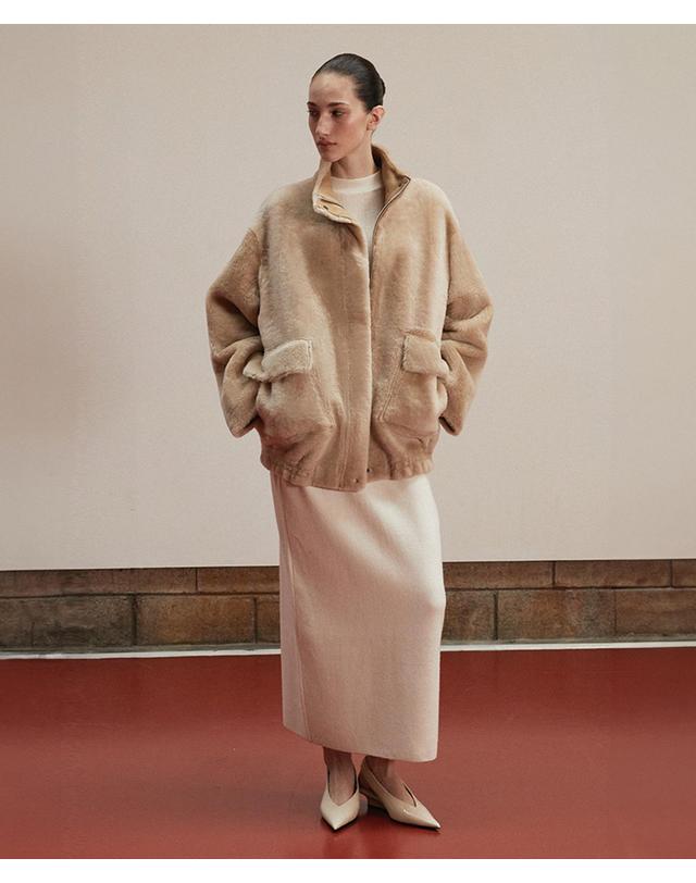 베르데마르 Reversible High-Neck Bomber Shearling Jacket 착용컷