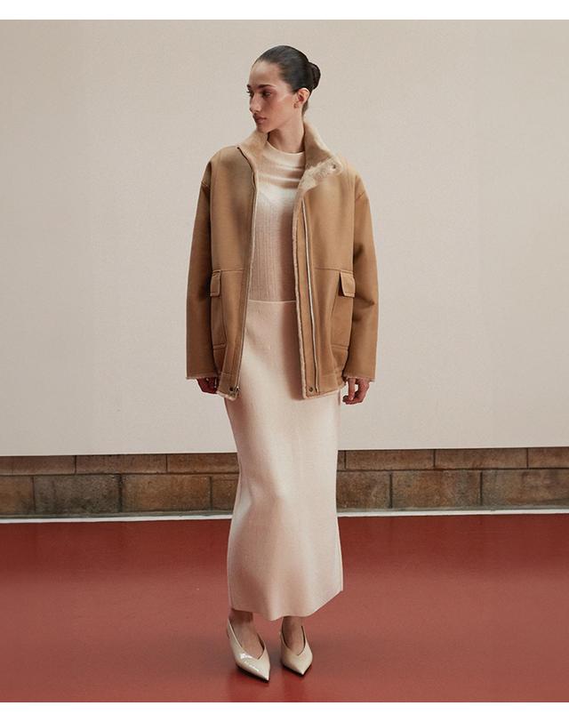 베르데마르 Reversible High-Neck Bomber Shearling Jacket 착용컷