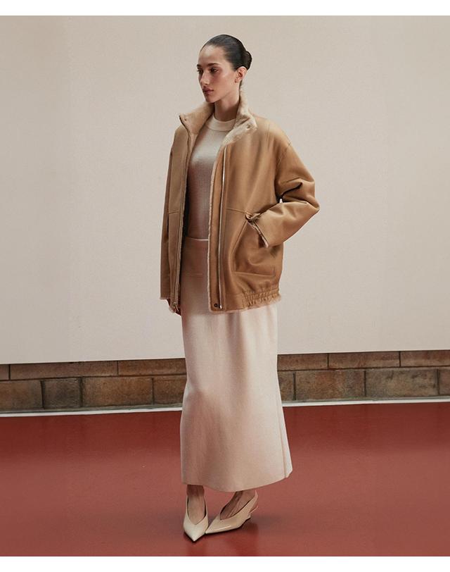베르데마르 Reversible High-Neck Bomber Shearling Jacket 착용컷