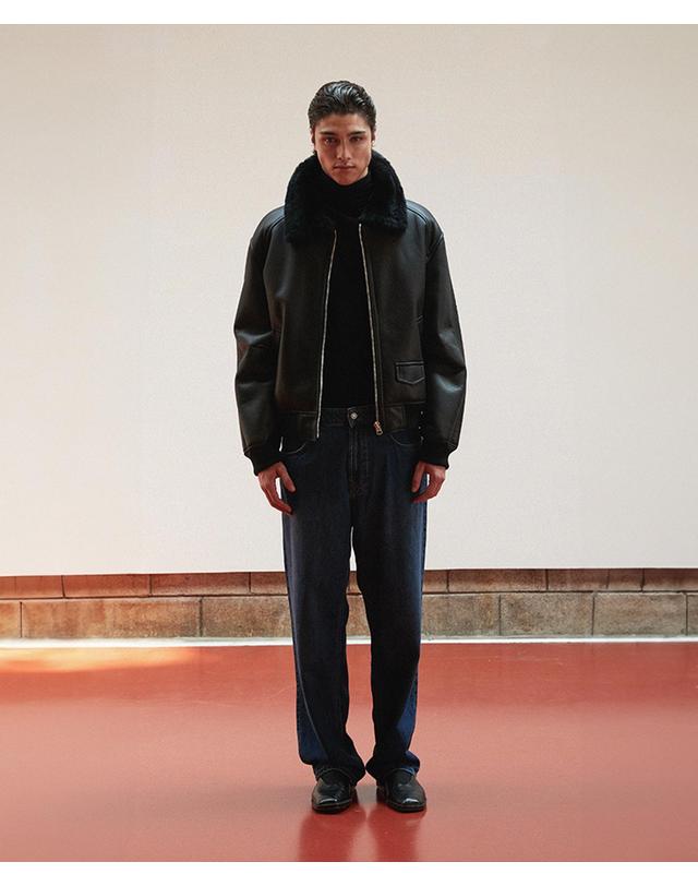 베르데마르 Minimal Shearling Bomber Jumper_Black 착용컷