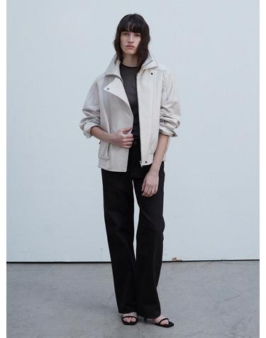 Double Collar Zip-up Jacket_Cream