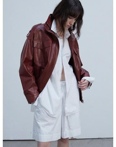 Oversized Flap Pocket Bomber_French Red