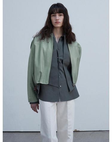 Vegetable Lambskin Balloon Jacket_Sage Green