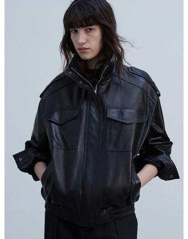 Oversized Flap Pocket Bomber_Black