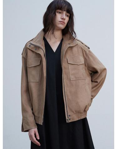 Oversized Flap Pocket Bomber_Beige