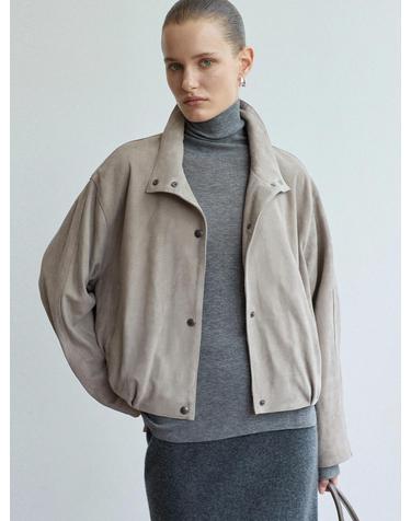 Volume Suede Button Blouson_Grey