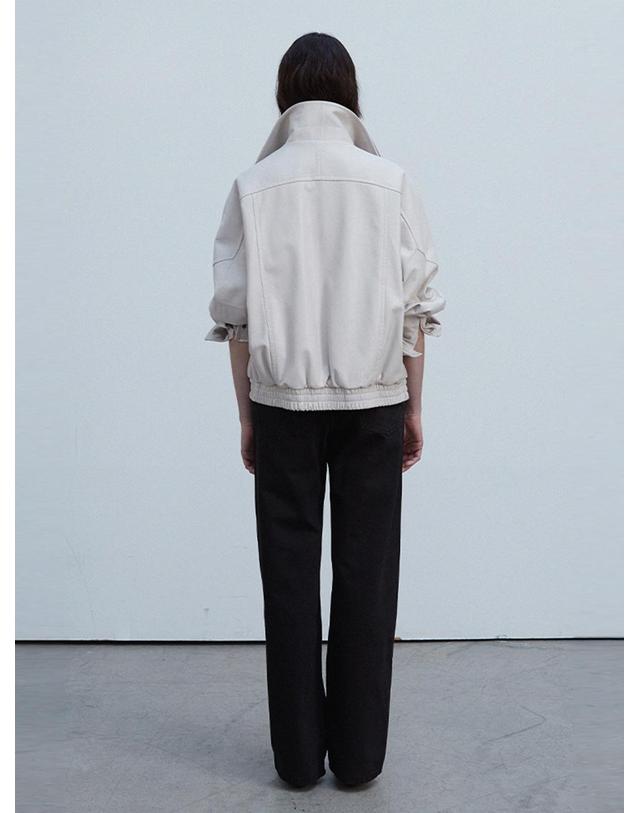 베르데마르 Double Collar Zip-up Jacket_Cream 착용컷
