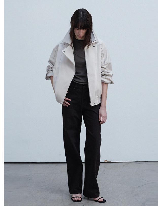 베르데마르 Double Collar Zip-up Jacket_Cream 착용컷
