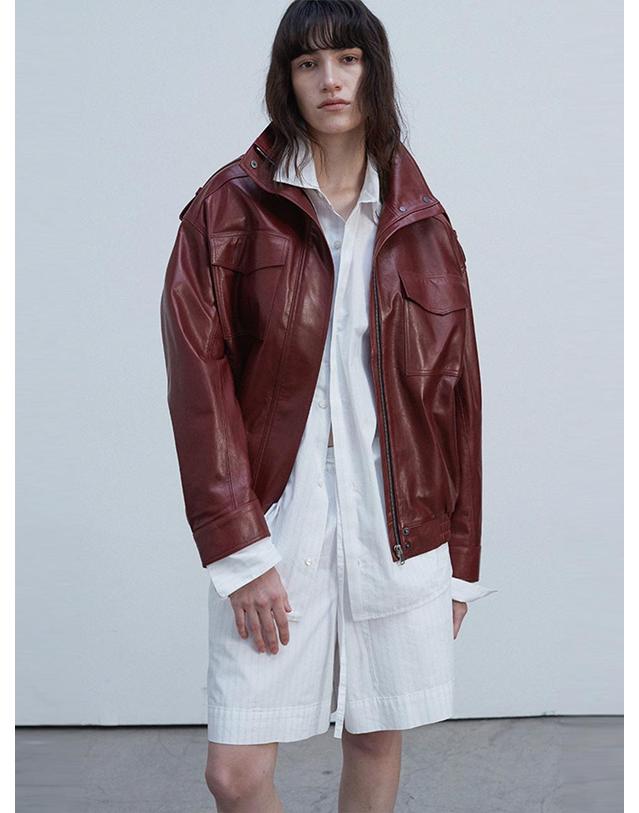 베르데마르 Oversized Flap Pocket Bomber_French Red 착용컷