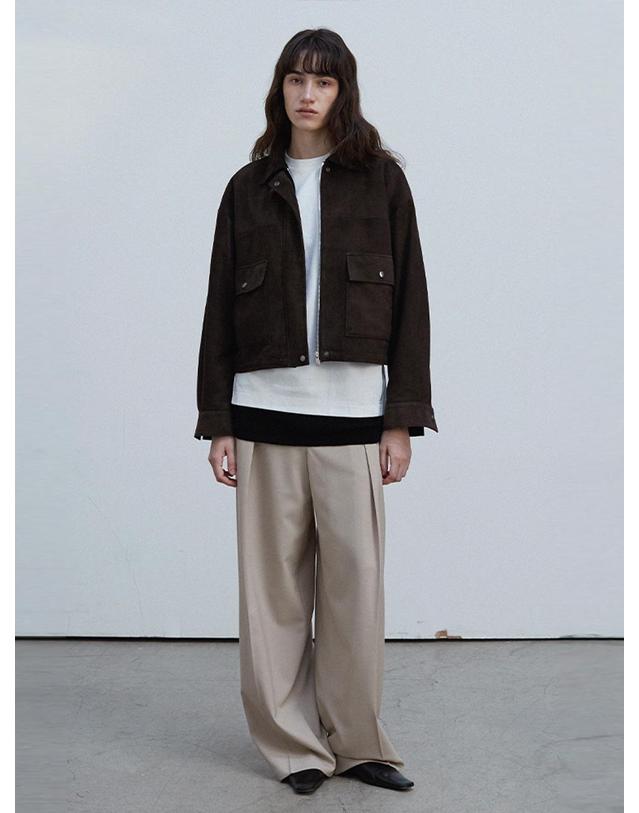 베르데마르 Suede Heritage Raw Jacket_Deep brown 착용컷