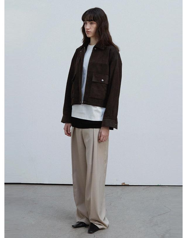 베르데마르 Suede Heritage Raw Jacket_Deep brown 착용컷