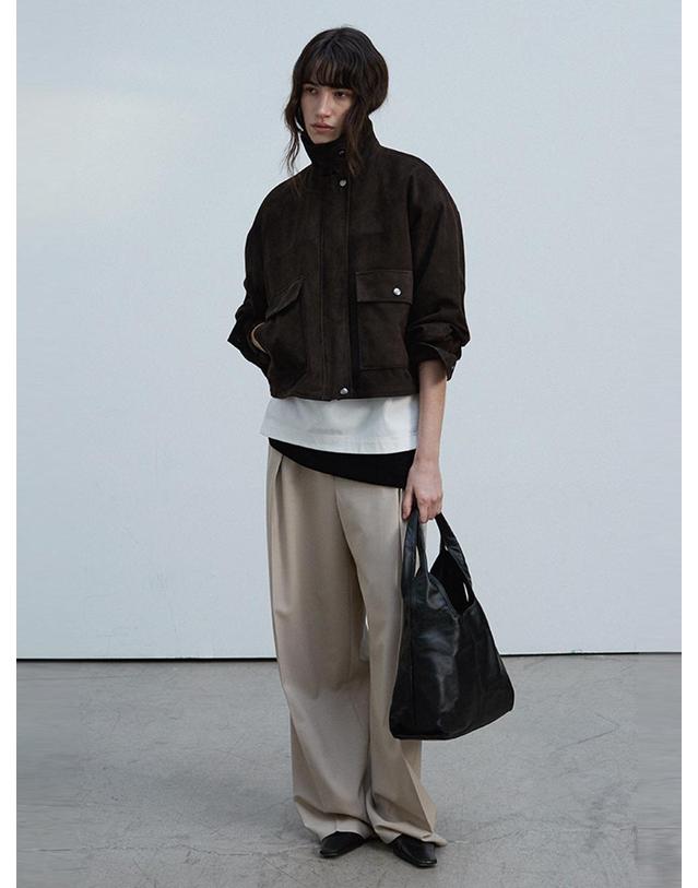 베르데마르 Suede Heritage Raw Jacket_Deep brown 착용컷