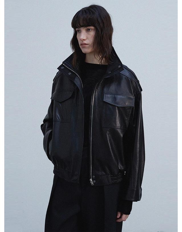 베르데마르 Oversized Flap Pocket Bomber_Black 착용컷