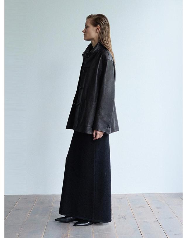 베르데마르 Italy Vegetable Lambskin Car Coat_Black 착용컷