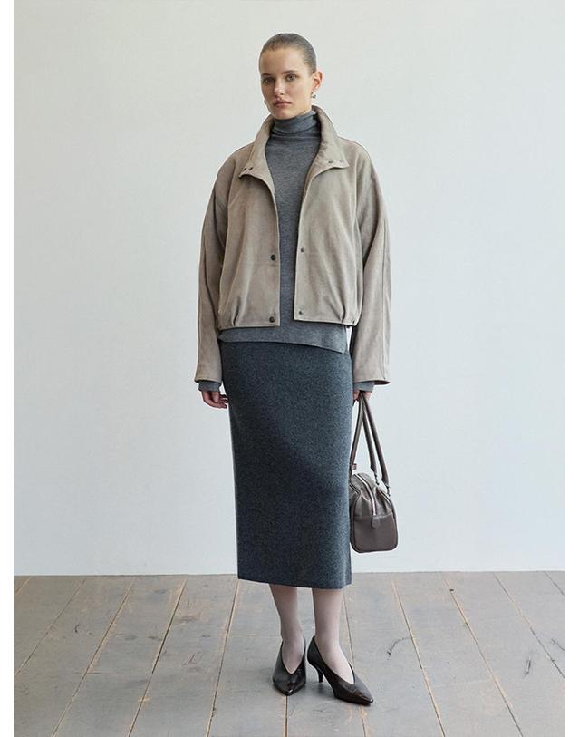 베르데마르 Volume Suede Button Blouson_Grey 착용컷