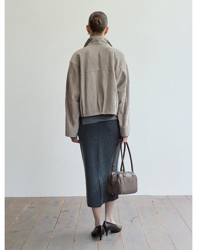 베르데마르 Volume Suede Button Blouson_Grey 착용컷
