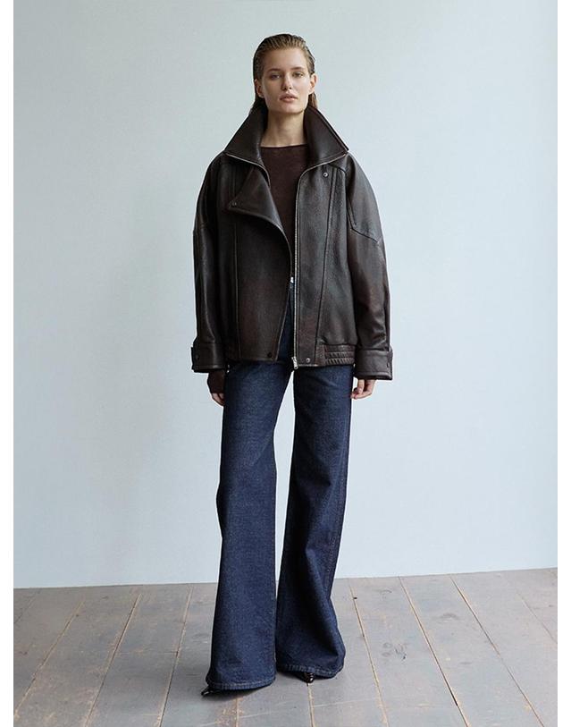 베르데마르 Double Collar Zip-up Jacket_Vintage Brown 착용컷