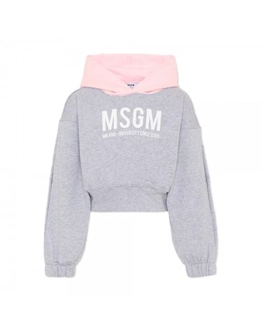 키즈 여성 로고 프린팅 투톤 크롭 후드티 그레이/페어리핑크 S6MSJGHS025 27102